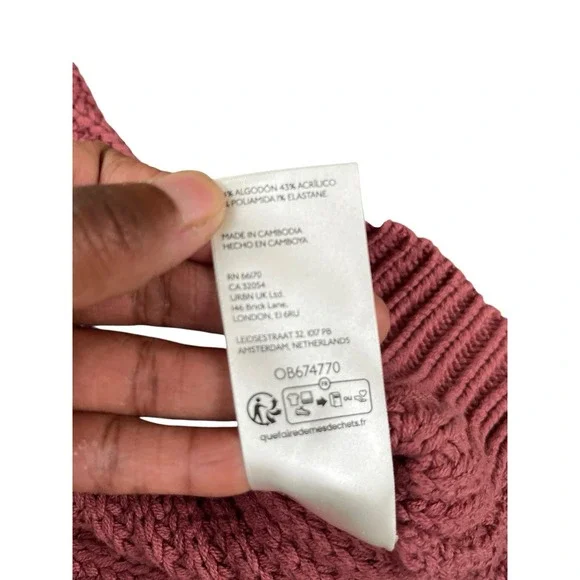 Free People Swim Too Deep Oversized Chunky Knit Mock Sweater Small‎ Marsala Pink - Picture 7 of 7